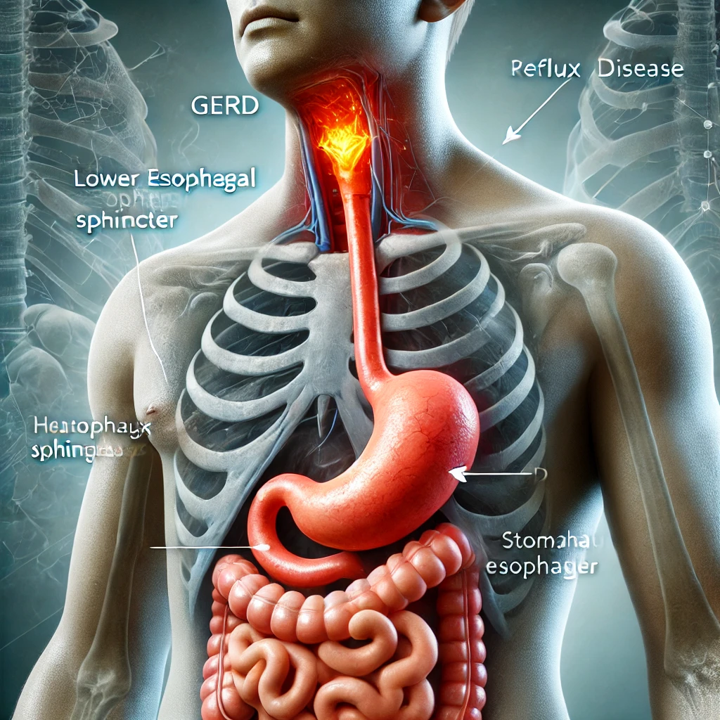 The structure of Gastroesophageal Reflux Disease area in the body